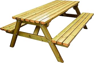 MG Timber Heavy Duty Premium, A-frame Picnic table, Bench. Made From Pressure Treated Swedish Redwood (5FT, Square Corners)
