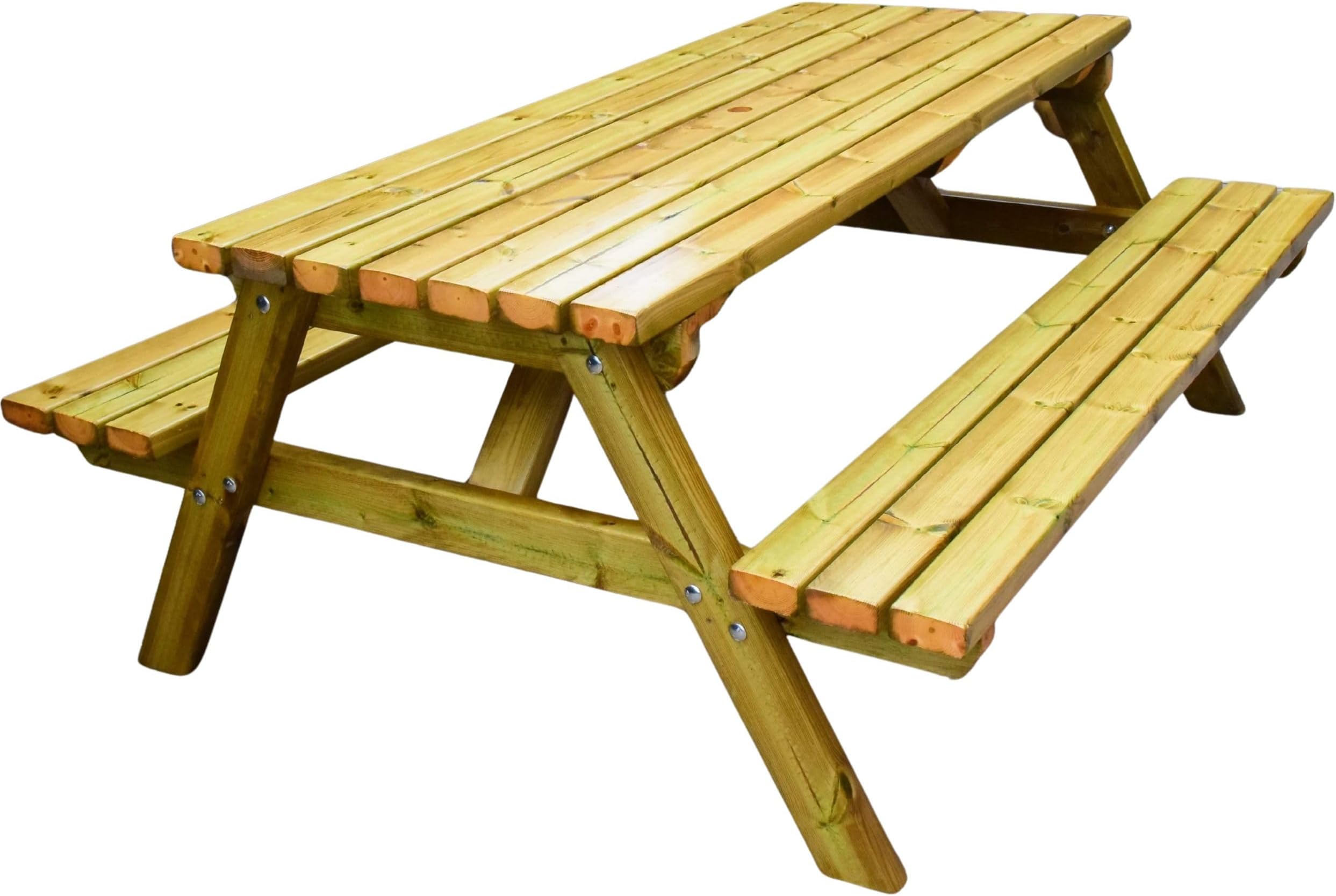 MG Timber Heavy Duty Premium, A-frame Picnic table, Bench. Made From Pressure Treated Swedish Redwood (7FT, Square Corners)