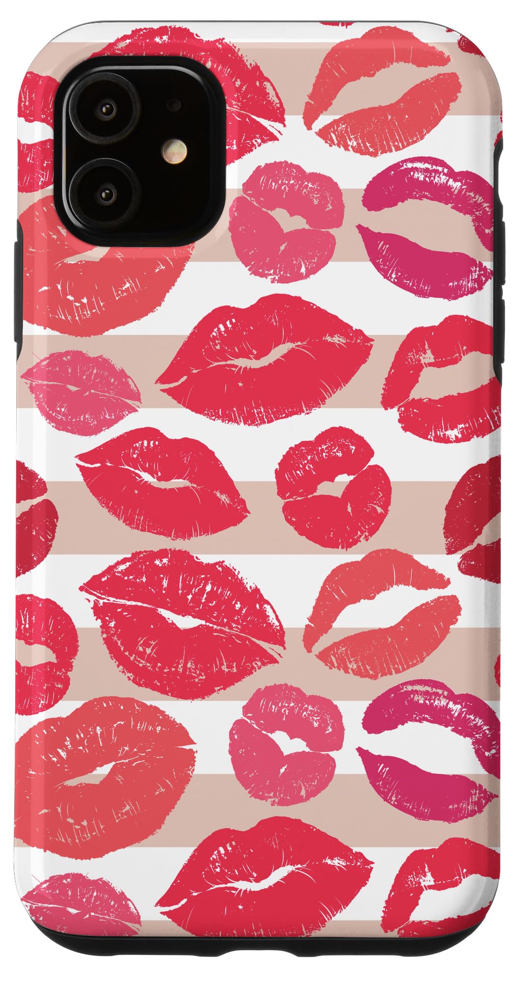 iPhone 11 Cute Pink Lip Print Lipstick Kiss Pattern Case