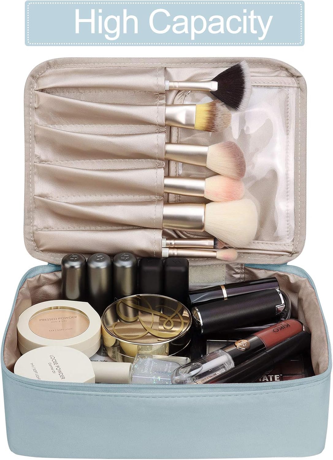 Pocmimut Makeup Bag Cosmetic Bag for Women Cosmetic Travel Makeup Bag Large Travel Toiletry Bag for Girls Make Up Bag Brush Bags Reusable Toiletry Bag(Blue)