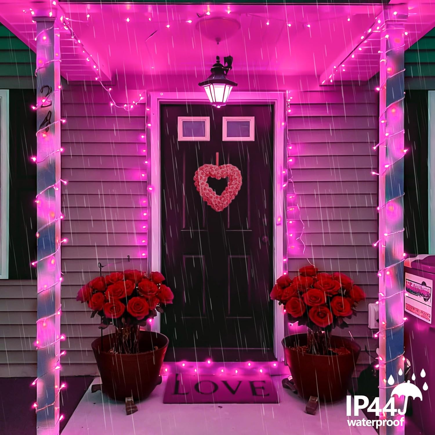YEGUO Valentine’s Day Pink String Lights Indoor, 165ft 500 LED Christmas Lights Outdoor Waterproof, 8 Modes Clear Wire Fairy Light Plug in for Party Tree Wedding Xmas