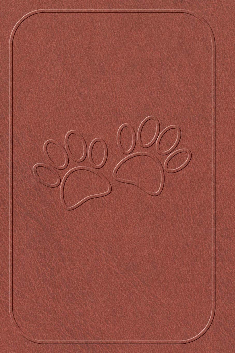 Print of Embossed Dog Paws On Brown Leather: 110 Page Blank Notebook - Ruled Paper Journal - 6" x 9" (15.24 x 22.86 cm)