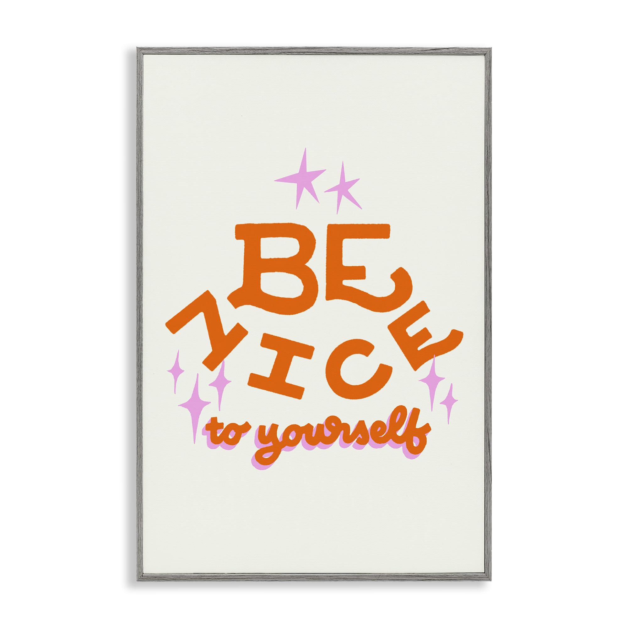 Stupell Industries Farmhouse Gray (Textured) 'Be Nice To Yourself'| Framed Giclee Art