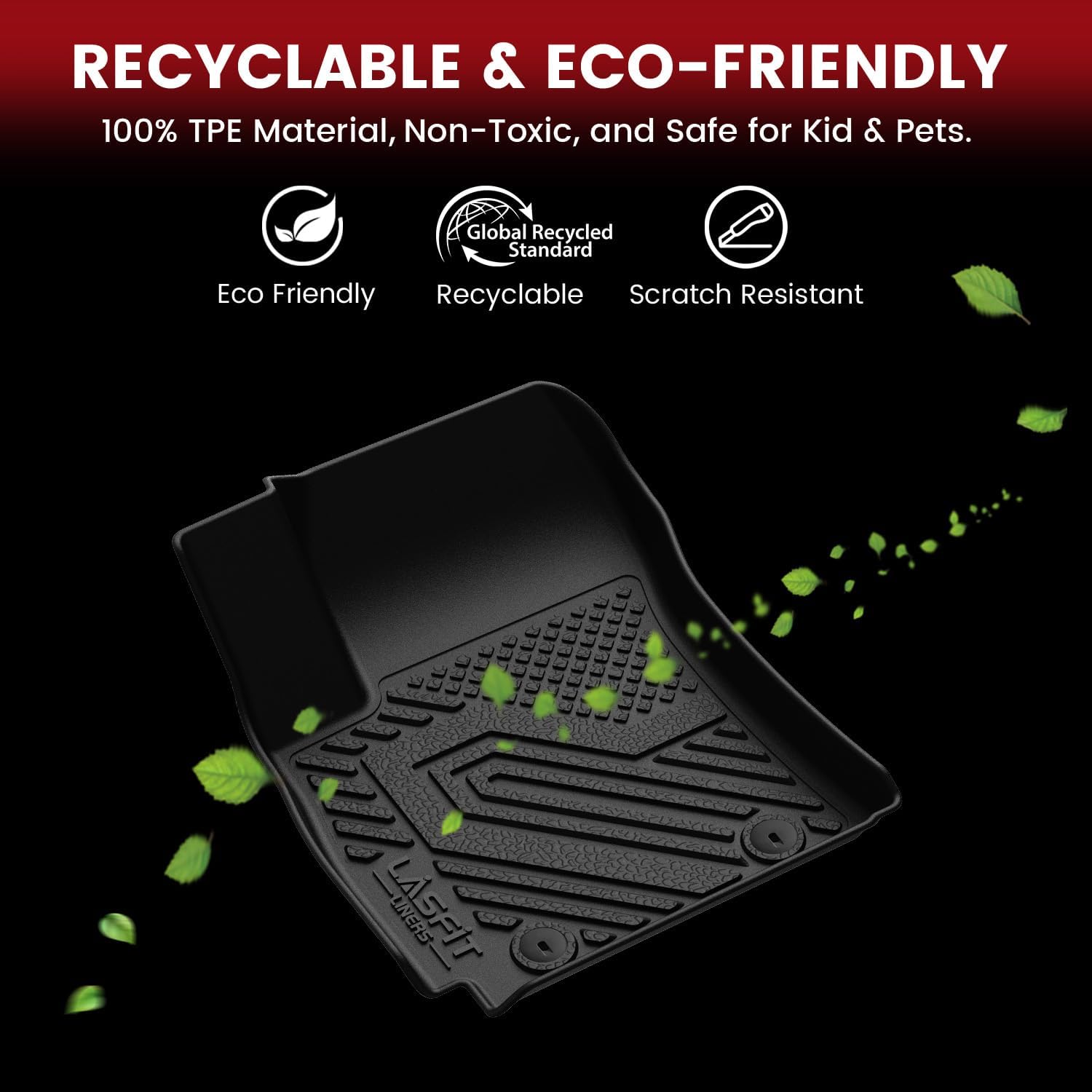 LASFIT Floor Mats & Cargo Mat for Hyundai Kona 2018-2023 /Kona N 2022 2023 (No Electric Models), All Weather TPE Accessories Floor Liners for Kona 2023-2018 Base/SE/SEL/Limited/N Line,Black