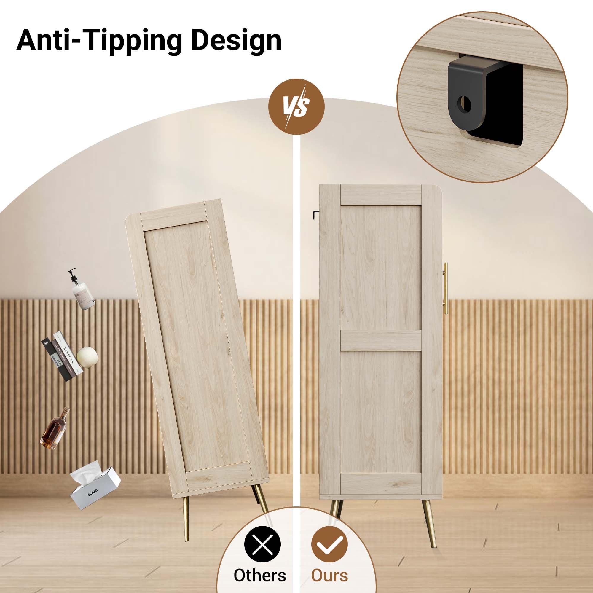 Garvee Schuhschrank Mit 2 Türen Und Verstellbaren Einlegeböden, Schuhkommode Mit Kippschutz, Platzsparendes Schuhregal Für Flur, Eingangsbereich, Wohnzimmer, Aus Holz in Modernem Design