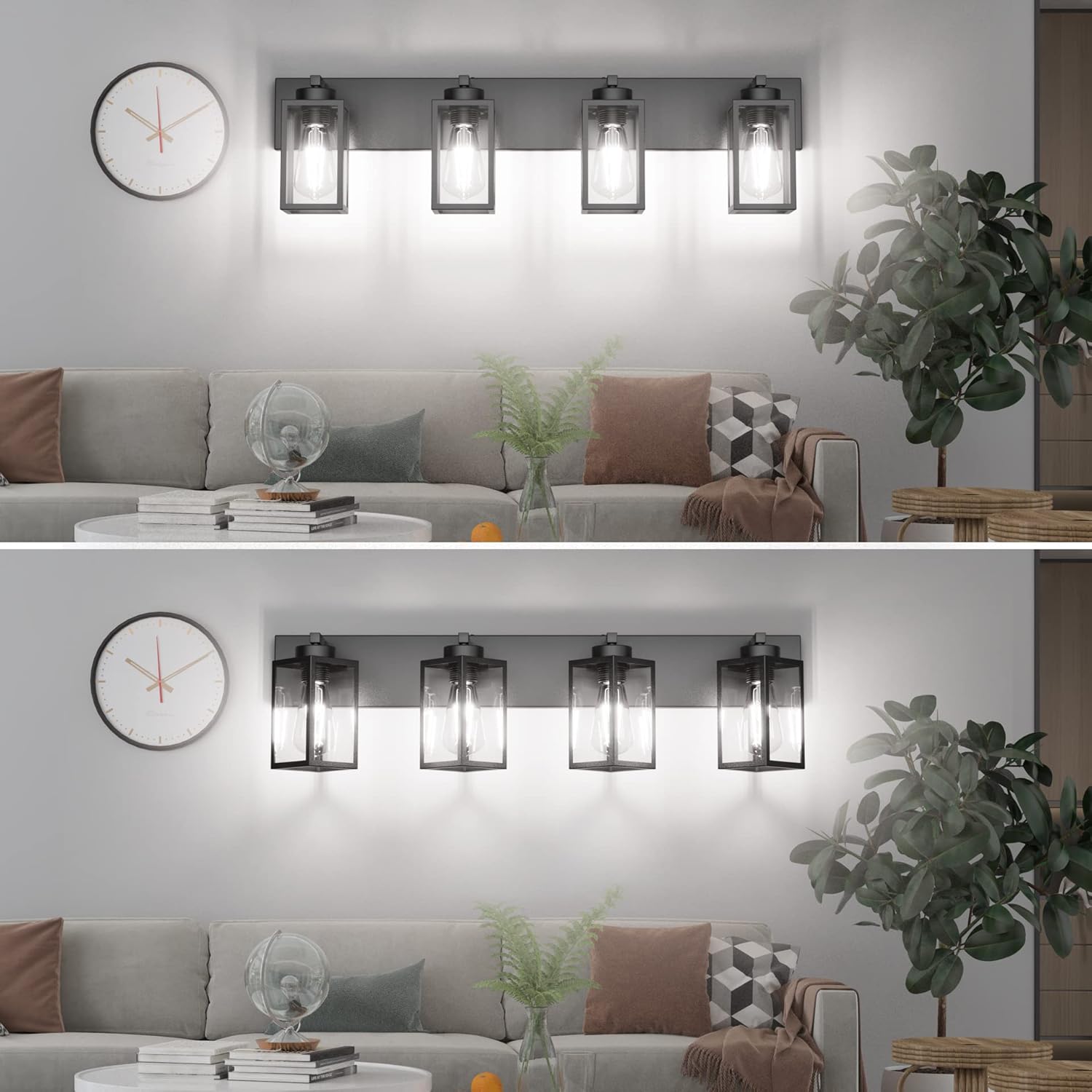 Aipsun Black Light Fixtures Bathroom Vanity Lighting Fixtures Industrial Vanity Light Farmhouse Wall Light Fixtures (Exclude Bulb)