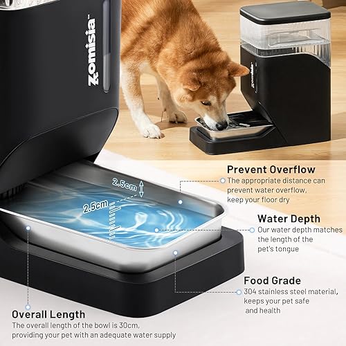 Miniatura 3 de Dispensador automático de agua para perros de 11 litros con cuenco de acero inoxidable, cuenco de agua de capacidad extra grande para perros de