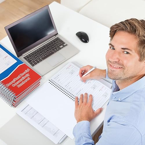 Miniatura 7 de Crtiin 6 libros de 5-14 x 11 pulgadas, libro de recibos de dinero y alquiler, libro de recibos de 2 partes sin carbono con copias autocopiadas,