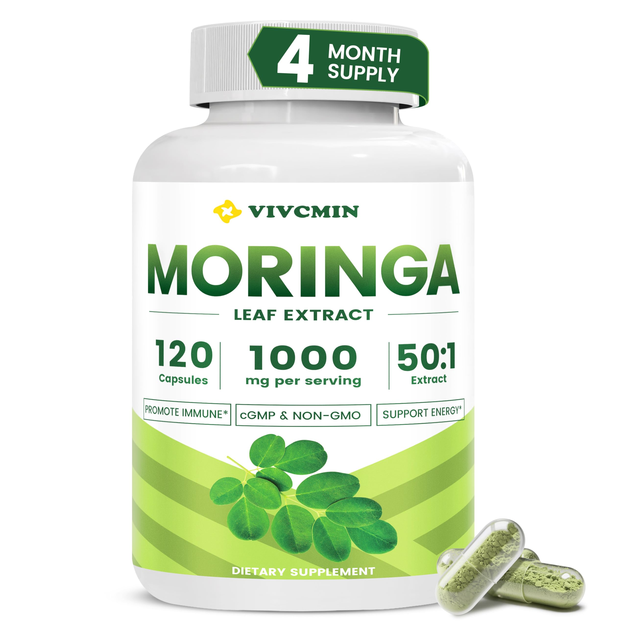 vivcmin Suplemento de Moringa oleifera em cápsulas 120 cápsulas