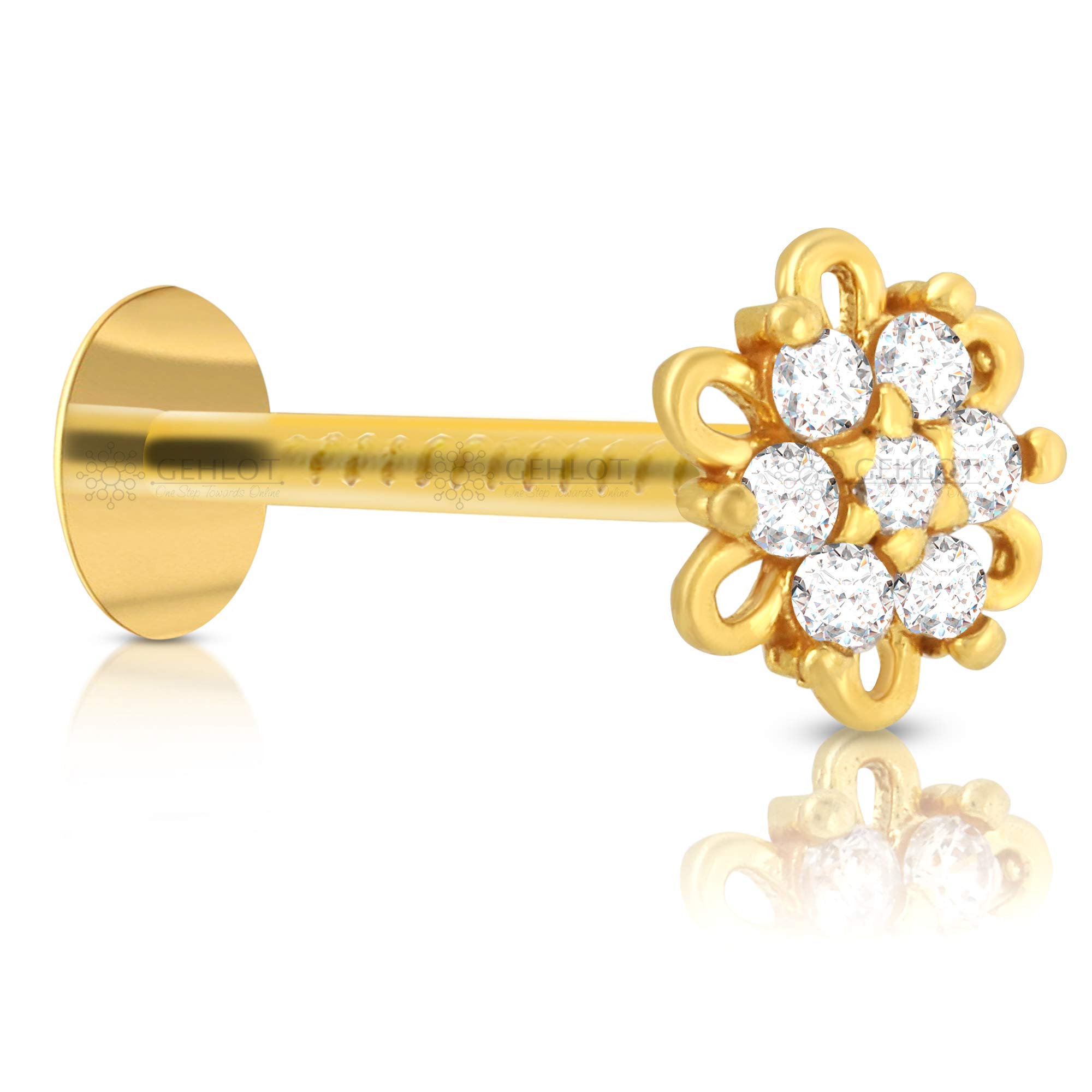 GEHLOT ; OneStep Towards Online Gold Plated Nose Pin Stone Design | Style1 | Yellow Gold Nose Pin Stud | Diamond Piercing Nose Stud For Women and Girls (B092JCGMVP) Amazon Price History, Amazon Price Tracker