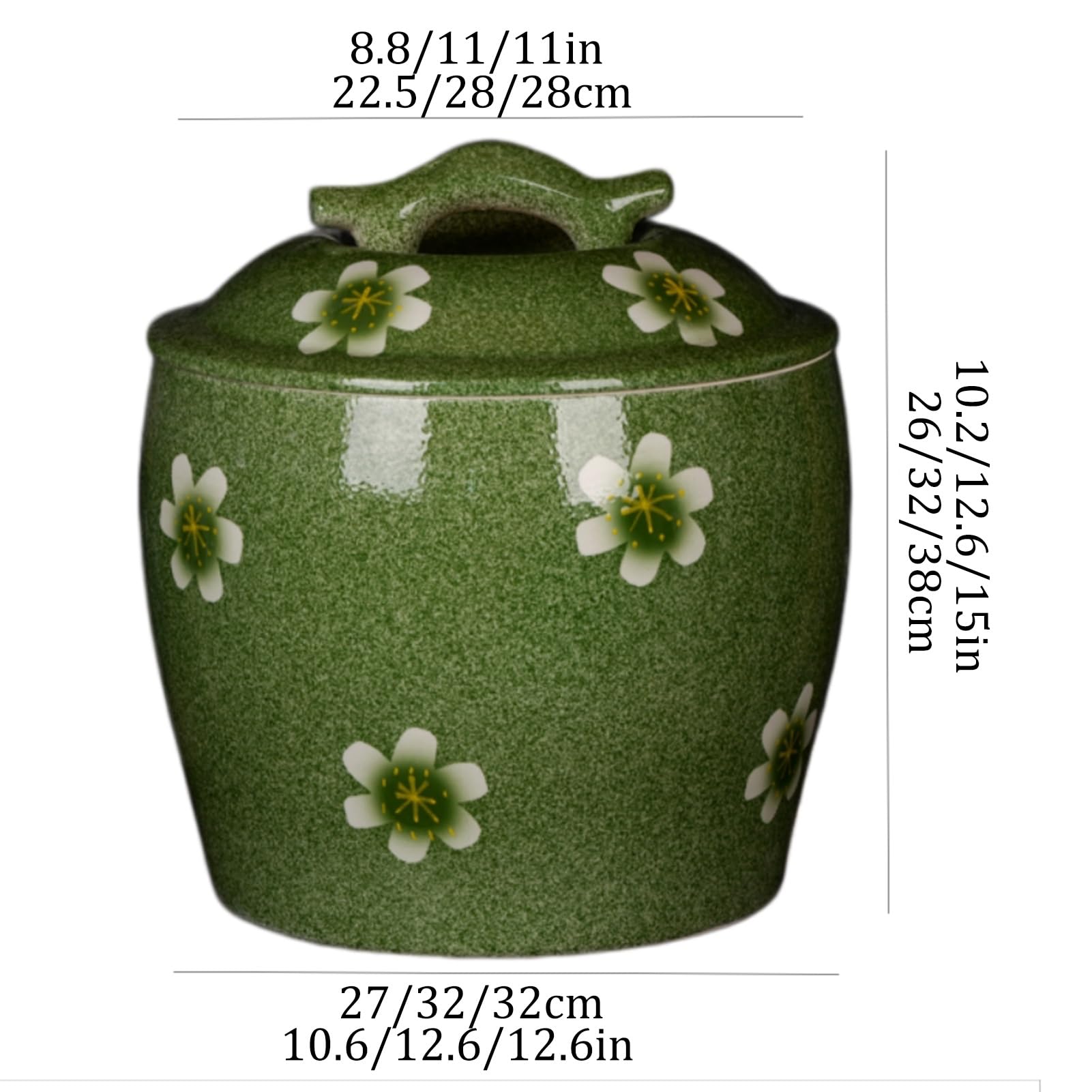 Ceramiczny Storage Container, Pojemnik do przechowywania z Pokrywką, Pojemnik na Musli o Dużej Pojemności do Fasoli, Kukurydzy, Pszenicy, Płatków Owsianych, Pojemnika(10.6x10.2in/27x26cm)