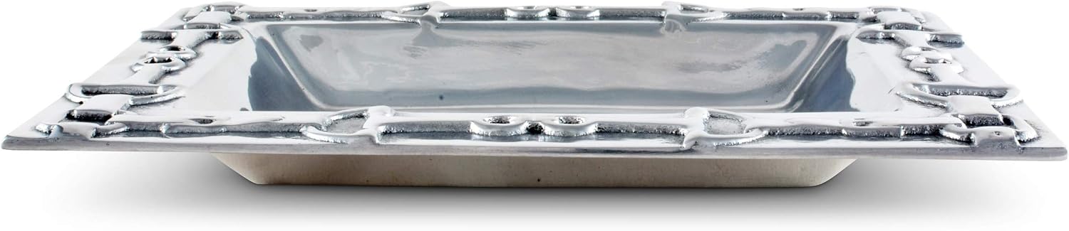 Arthur Court Designs Aluminum Equestrian Food Service Tray, Desktop Storage Organizer, Catchall, Valet, Nightstand or Dresser 10 inch Long