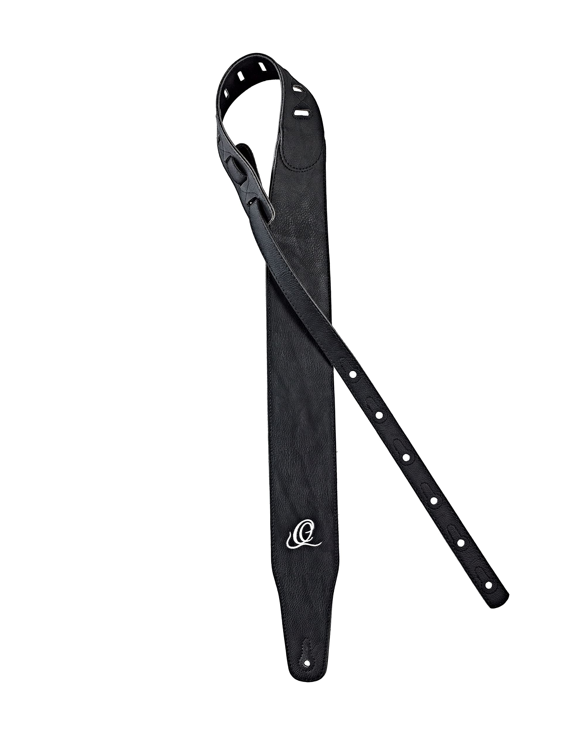 Ortega Guitars Vegan Guitar Strap - Adjustable - Acoustic Guitar / Bass, Electric Guitar / Bass - Vegan Series - Black (OSVG-75BK)