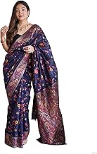 Amazon Brand - Anarva Women's Kashmiri Pashmina Jamawar Woven Banarasi Silk Saree With Blouse Piece