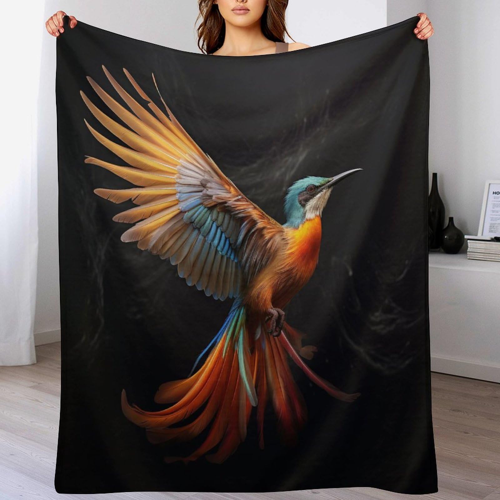 Manta de franela de pájaro ligera y suave de 130x150 cm para sofá y cama
