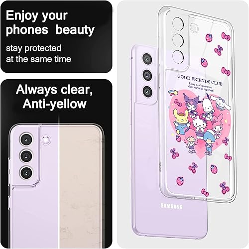 Miniatura 3 de Bonita funda para Samsung Galaxy S21 FE 5G con divertido diseño de dibujos animados de gatos, perritos y amigos, funda protectora de poliuretano