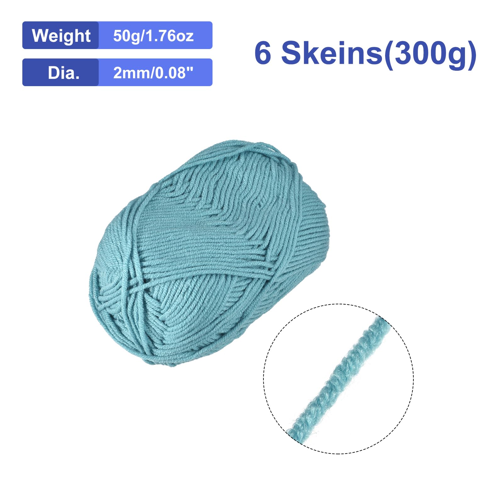 uxcell Acrylic Yarn Skeins, 300g/10.58oz (6 Pack of 50g) Soft Crochet Yarns for Knitting and Crocheting Craft Project Dark Blue - Image 2