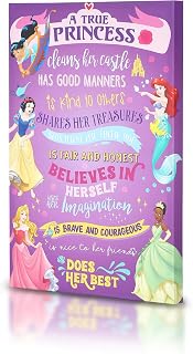 POP Creations - Disney Princesses A True Princess Canvas Art - 16x24 Ready-to-Hang Inspirational Quote, Ariel - The Little Mermaid Stretched Canvas Wall Art for Living Room