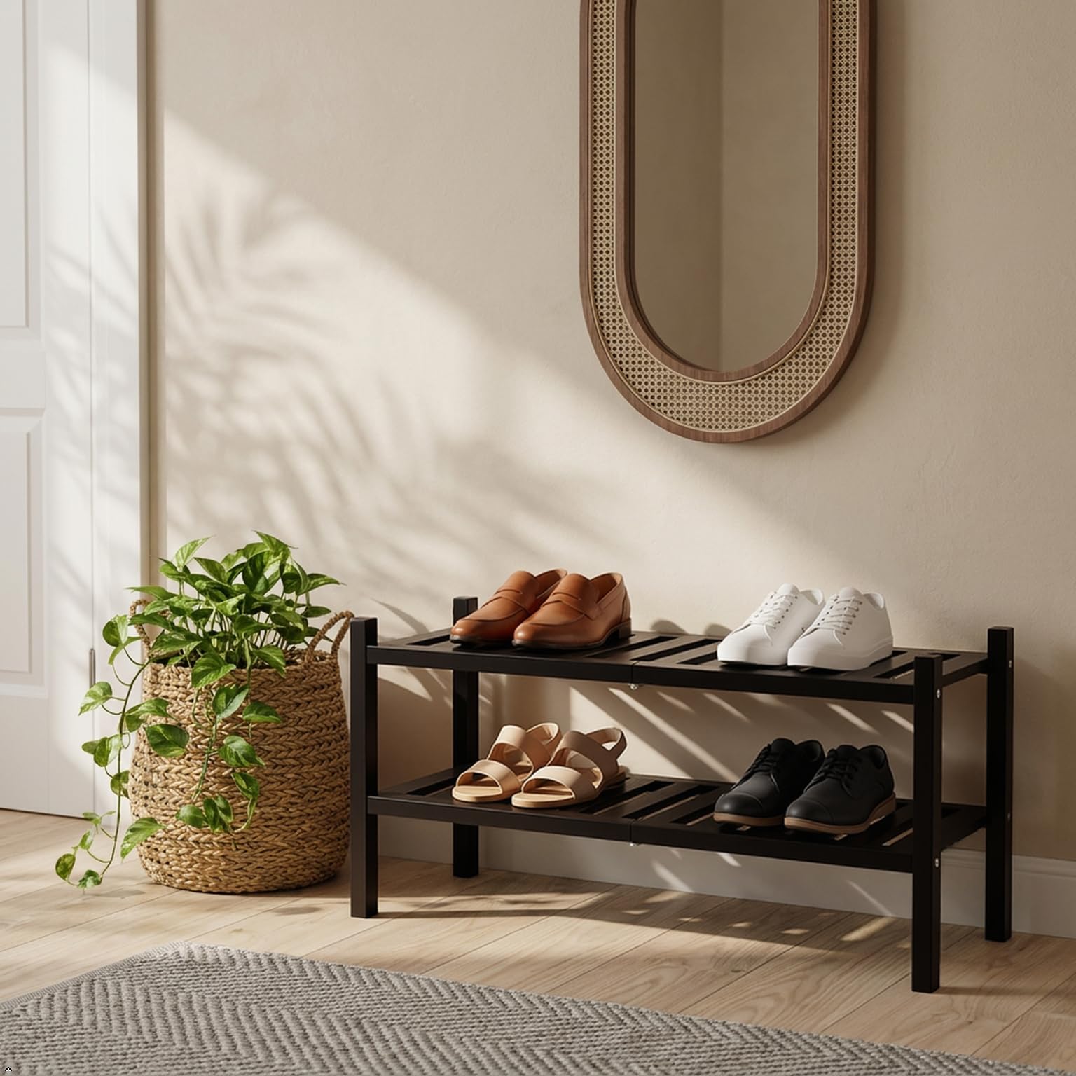 Amazon.com: VICTORY RELAX 2 Tier Shoe Rack, Stackable Acacia Wood
