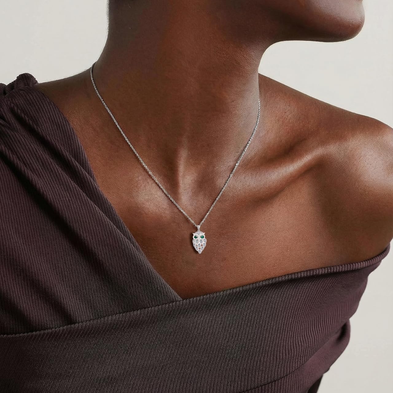 JOLINO Owl Necklace,925 Sterling Silver Plated with Platinum,Owl Gfits for Women, 10pcs 0.03ct Moissanite,Jewelry Gifts for Birthday, Anniversary, Graduation, Christmas - Image 2