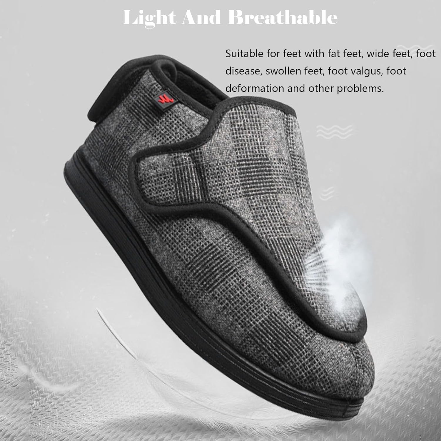 bumuam Women's Men Diabetic Shoes,Warm Memory Foam Walking Shoes Adjustable Orthopedic Slippers for Elderly Arthritis Edema Swollen Feet Women 8