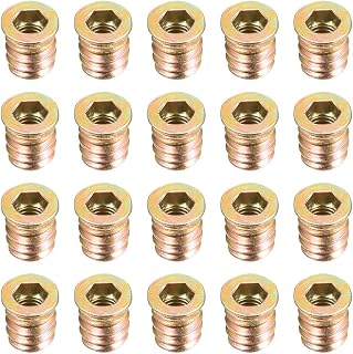 uxcell Wood Furniture M6x13mm Threaded Insert Nuts Interface Hex Socket Drive 20pcs