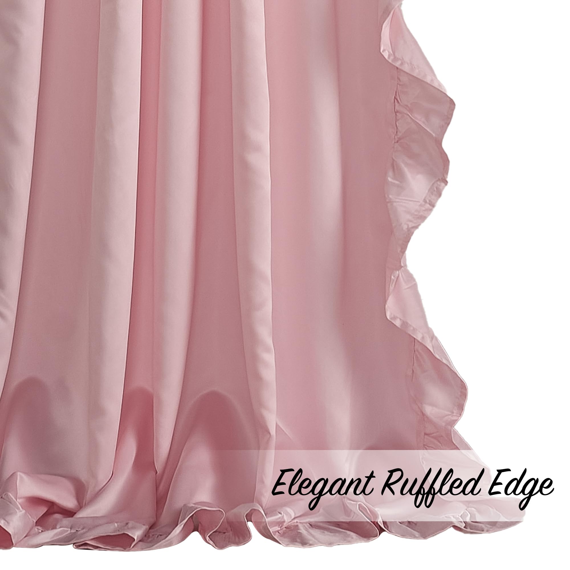 StangH Blush Pink Curtains 84 inch Length,Scalloped Curtains Feminine Decor Nursery Curtain French Country Ruffle Window Drapes for Girls Room/Dressing Room - Image 4
