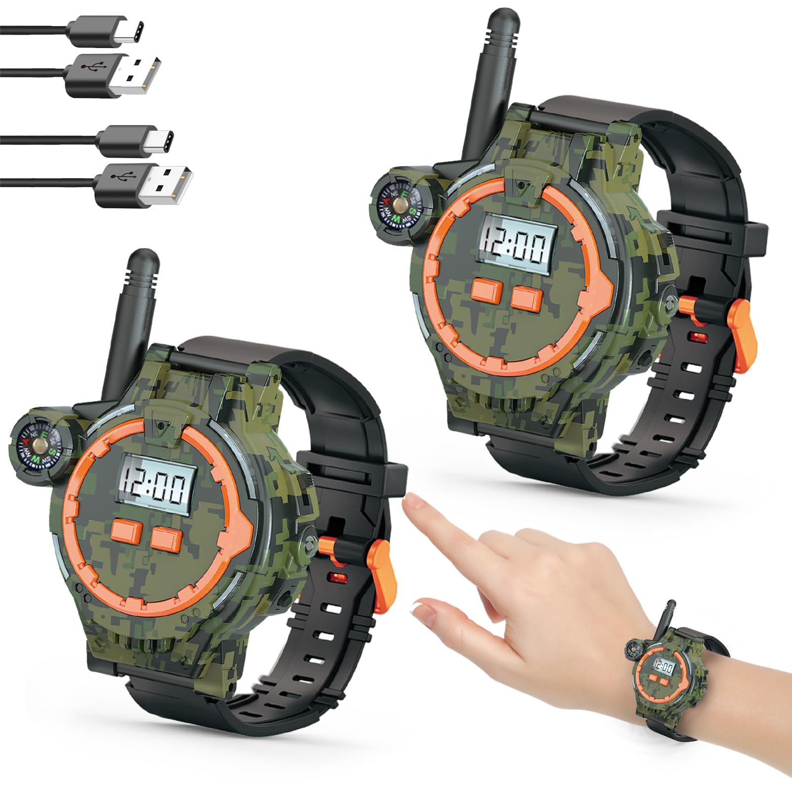 Rechargeable Kids Walkie Talkies with Flashlight - Outdoor Toy Gifts for Boys and Girls(2 Pack)