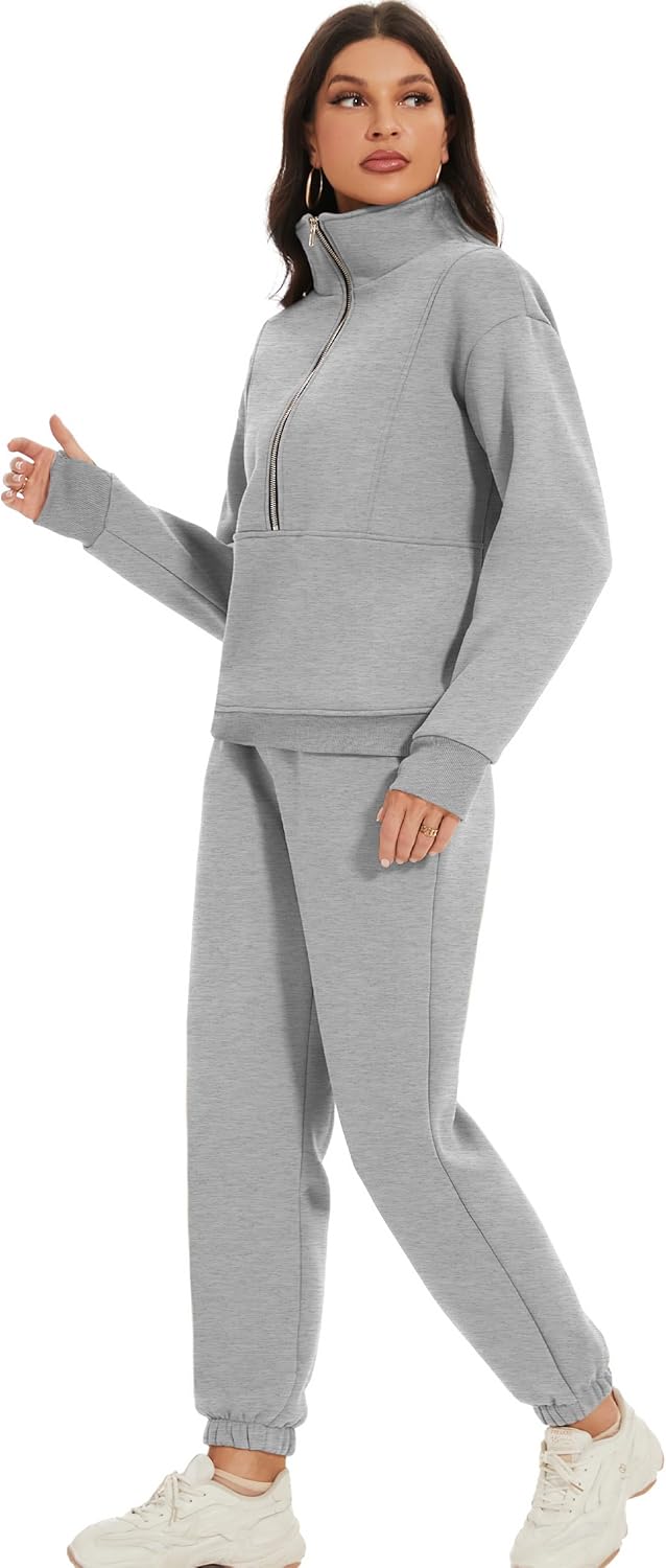 Eisctnd Womens Sweatshirt Joggers Suits Sets 2 Piece Outfits Jogger Sets for Women 2 Piece Pants Tracksuit Set Grey XXL - Image 7