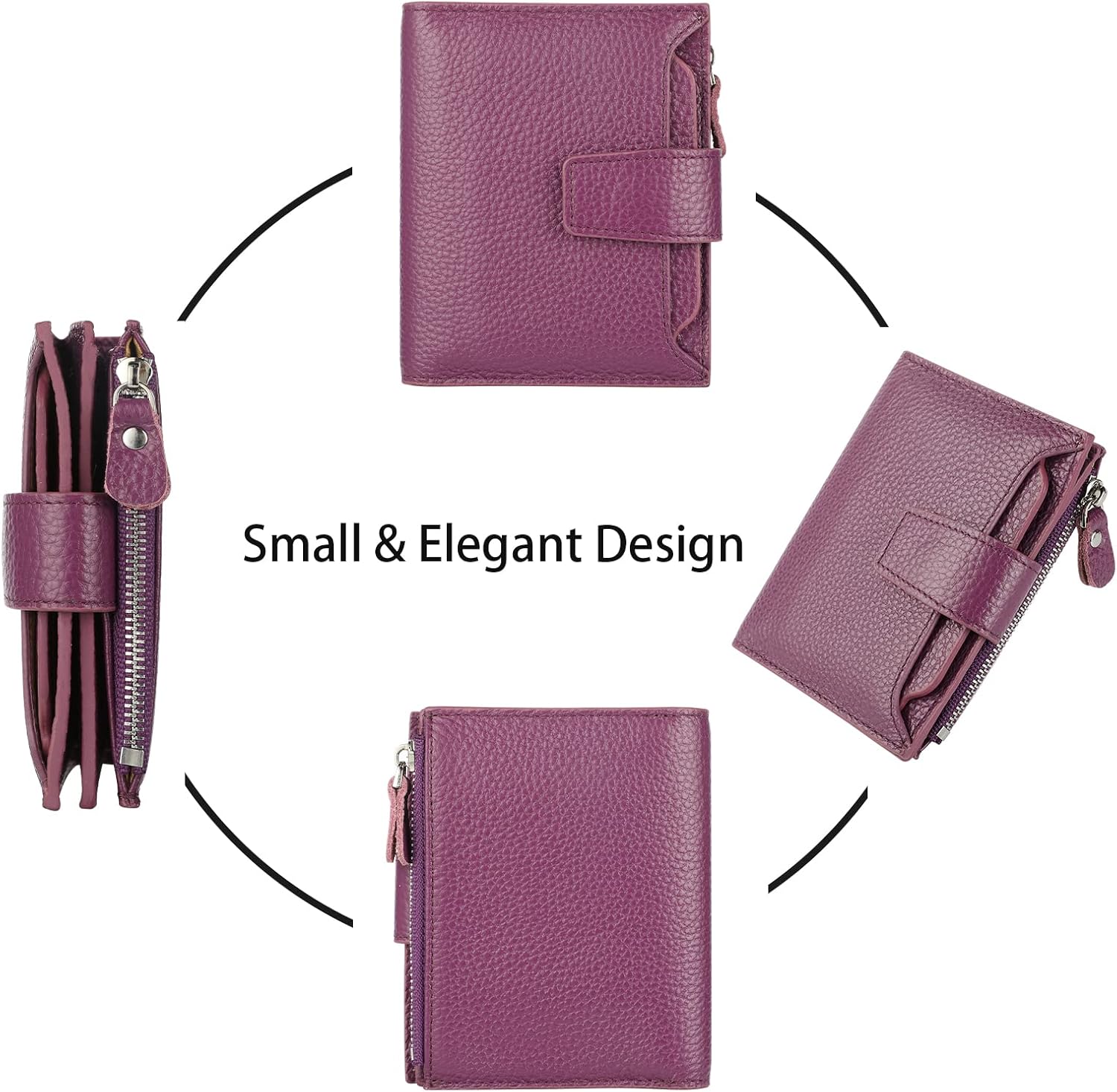 Lavemi Small Compact Women Wallet RFID Blocking Genuine Leather Bifold Purse with ID Windows - Image 3