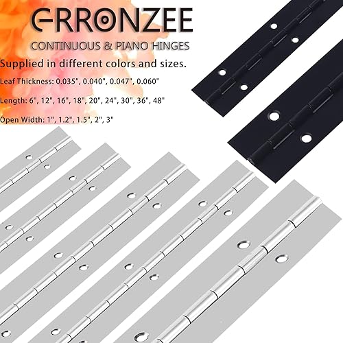 Miniatura 9 de 2 bisagras de piano resistentes de acero inoxidable de 24 x 1.2 pulgadas, bisagra continua negra para gabinetes, puertas, cajas de madera