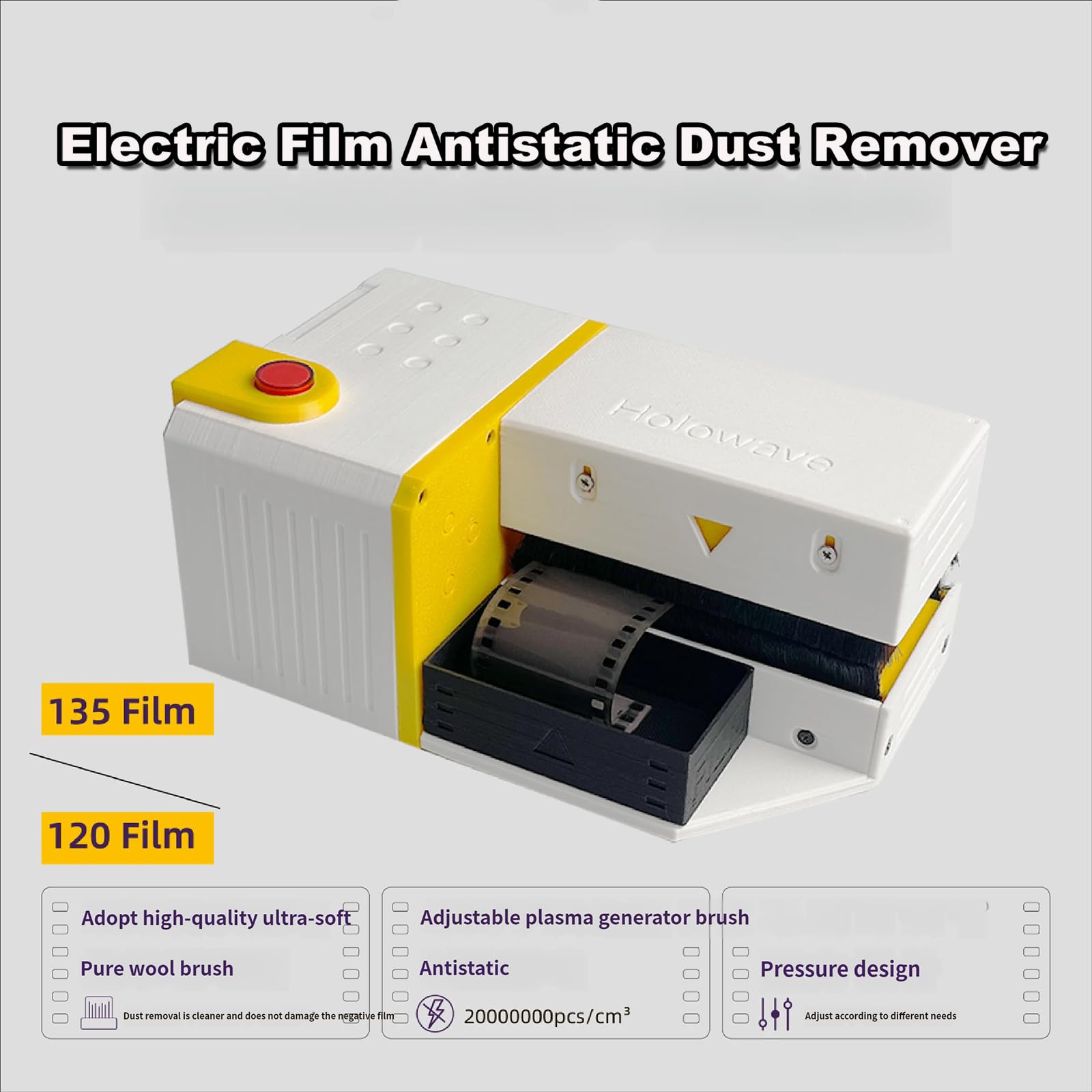 Kit Eléctrico Antiestático Para Eliminar El Polvo De Las Películas, Limpiador De Polvo Para Películas De 135/120 Con Ventilador Con Filtro, Cepillo De Cerdas De Lana Suave Y Caja De Almacenamiento