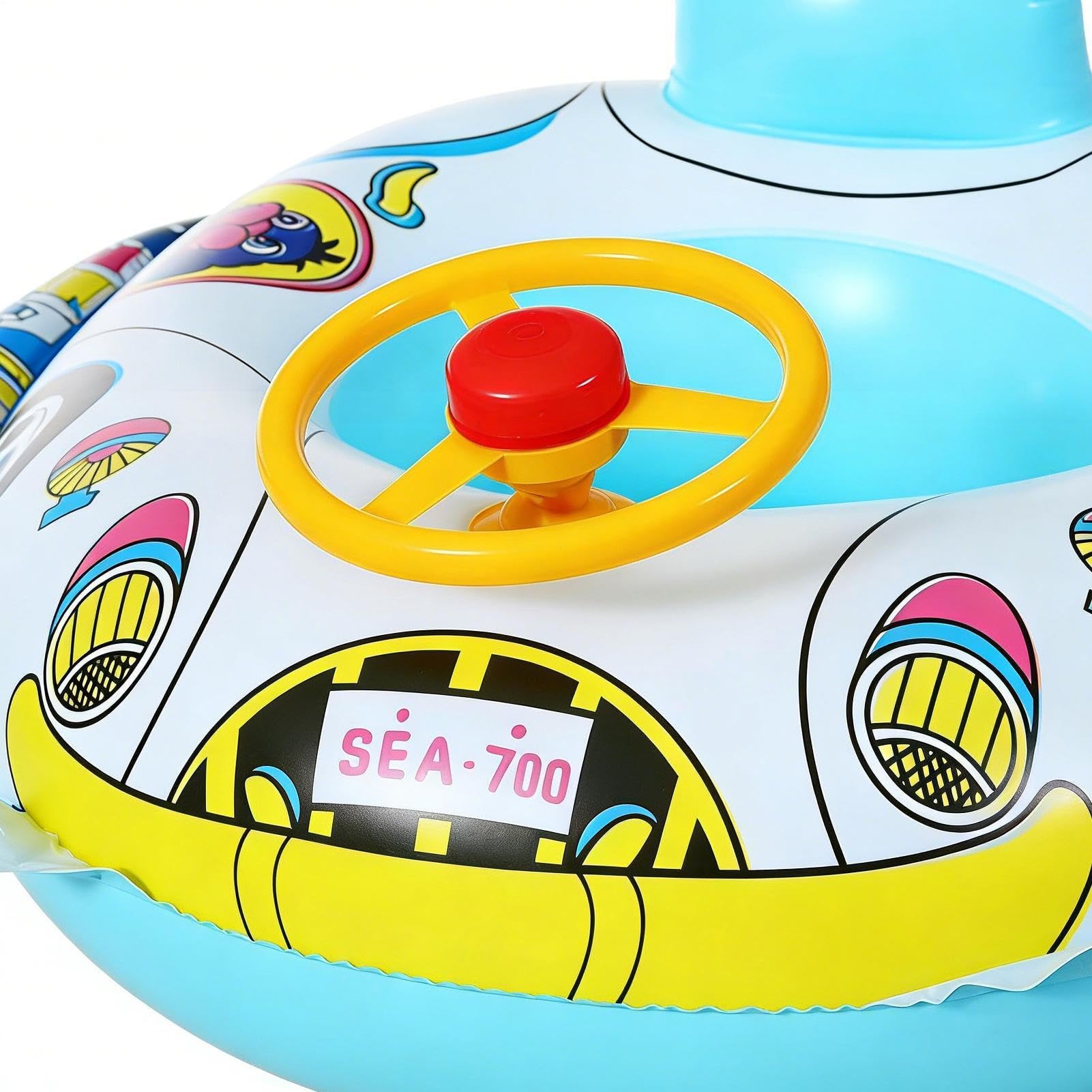 Galleggianti per Bambini,Cerchio Gonfiabile in PVC Impermeabile con Volante - Sedile da Nuoto,per Giardino, Spiaggia, Doccia, Bagno, Attività Acquatiche e Feste per Bambini e Bambine
