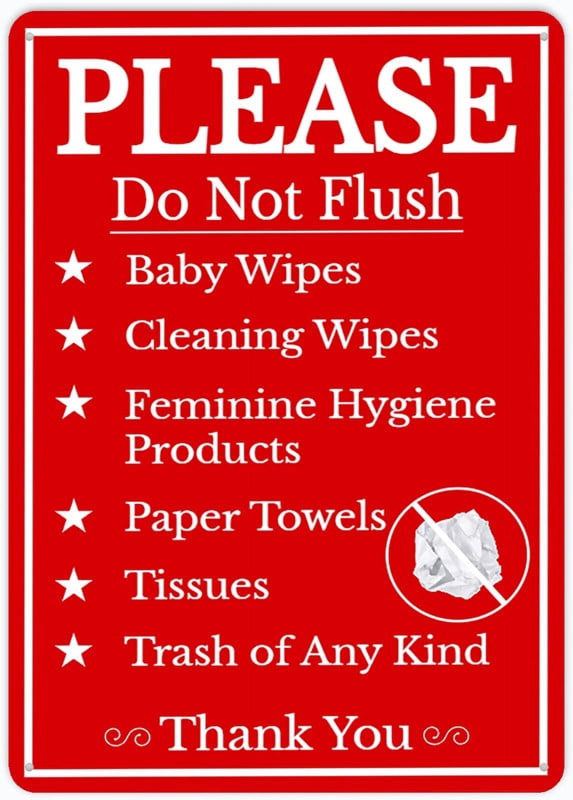 Please Do Not Flush Sign - UV-Printed Aluminum 12"x8", Weatherproof Security for Indoor Home Use