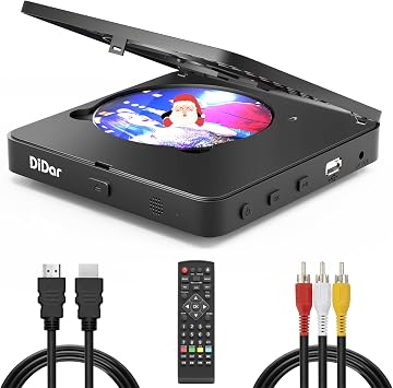 Super Mini Blu-ray HD DVD Player for TV, 1080P Blu-ray Home Theater, Portable Remote Control + HDMI AV Cable + Built-in PAL/NTSC, USB Input Support