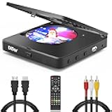 Super Mini Blu-ray HD DVD for TV, 1080P Blue-ray Home Theater, Portable with Remote Control + HDMI AV Cable + Built-in PAL/NTSC, Support USB Input