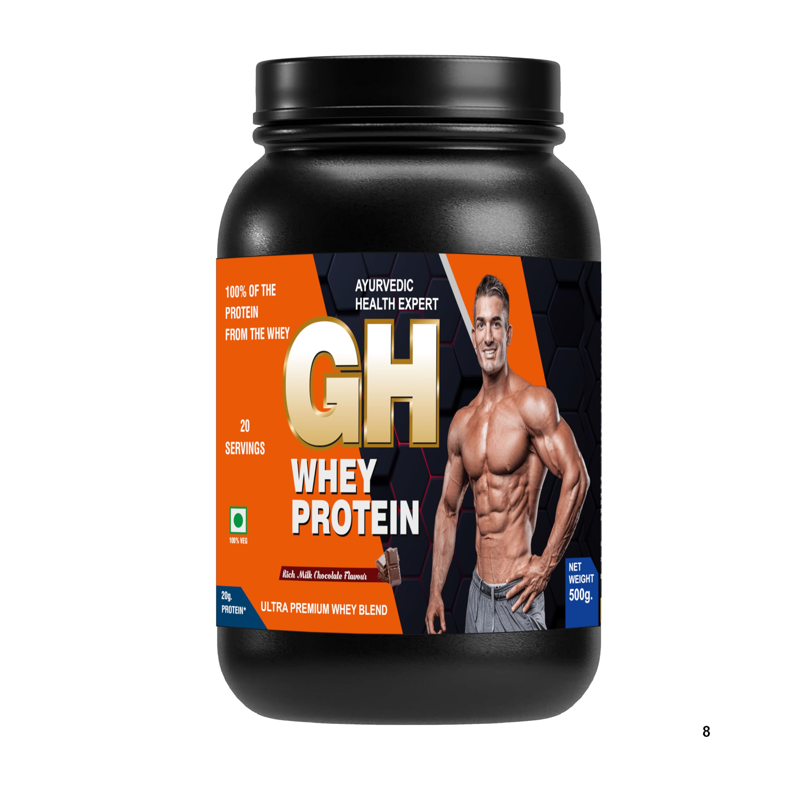 GH WHEY PROTEIN, Ultra Premium Faster Recovery, Absorption & Lean Muscle Growth (Chocolete Flavor 500g,)
