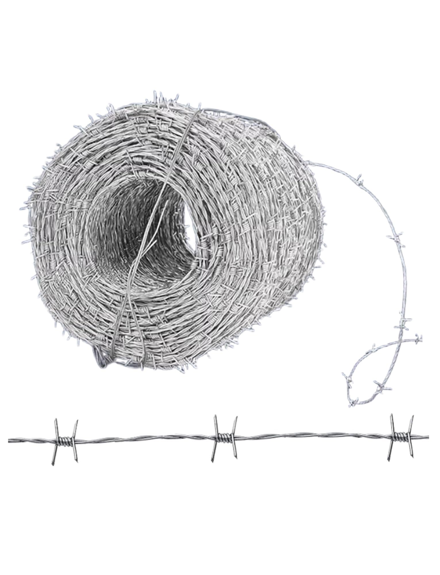 Rollo de Alambre de púas galvanizado de 200 m para cercas de Seguridad para Ganado, Exteriores, hogar y jardín. Solución de Alambre Duradero de 4 Puntos para una protección perimetral eficaz