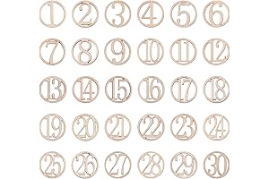 Amosfun Number Ornaments: 30 Unfinished Wooden Shapes for DIY Crafting