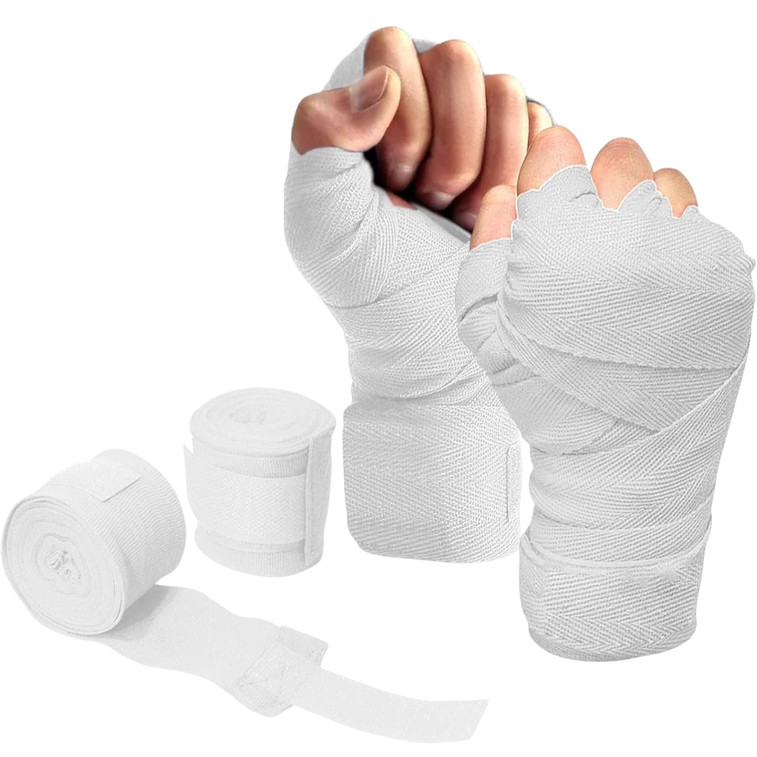 YNR MMA Boxing Hand Wraps - Inner Gloves, Short Boxing Bandages for Men, Women & Kids, Wrist Support Straps, Kickboxing Gym Wraps, Boxing & Glove Wraps | (White)