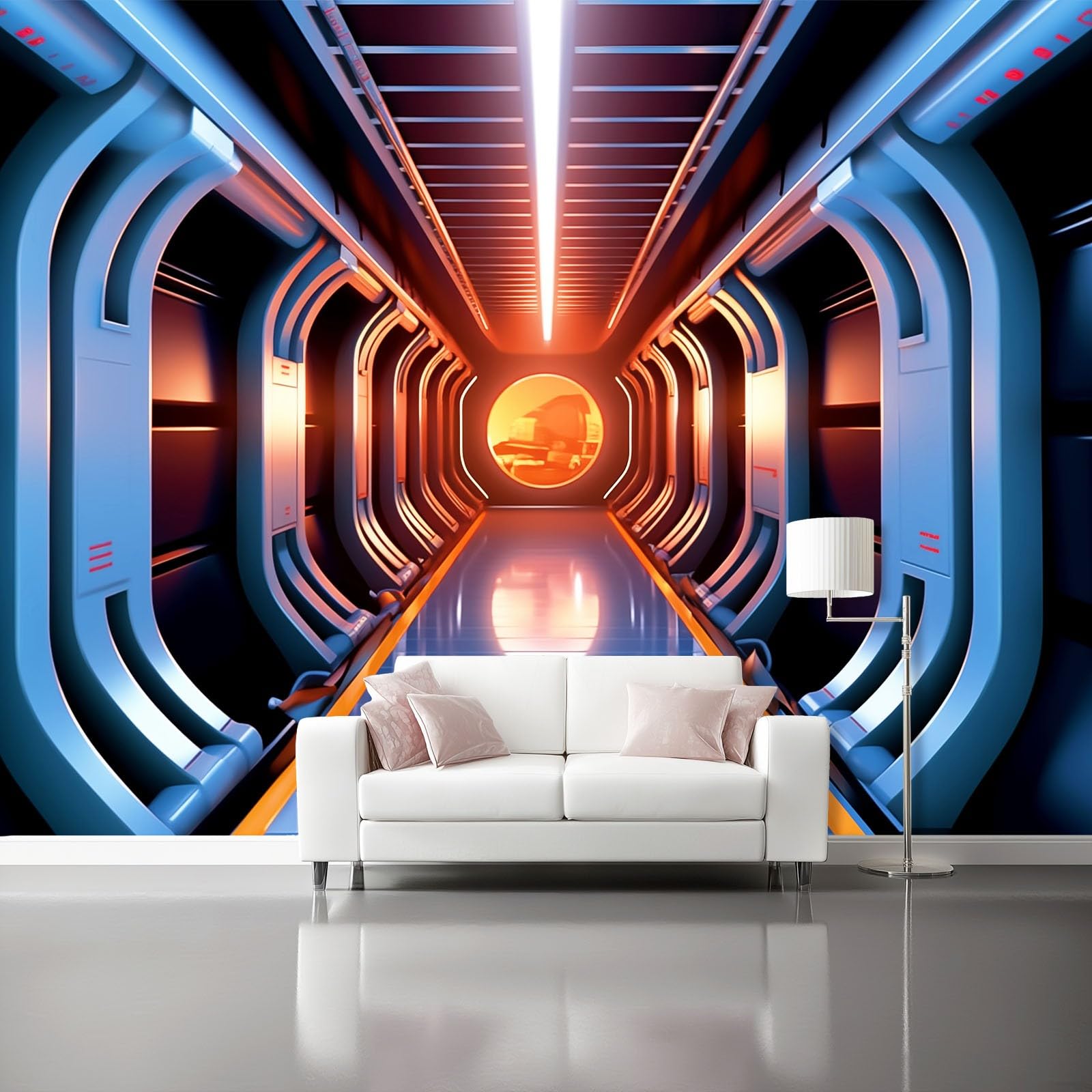 Tapeta 3D korytarz statek kosmiczny, galaktyka duży motyw włókniny tapety-350 x 256 cm 3D fototapeta plakat dekoracja sypialni salonu biura