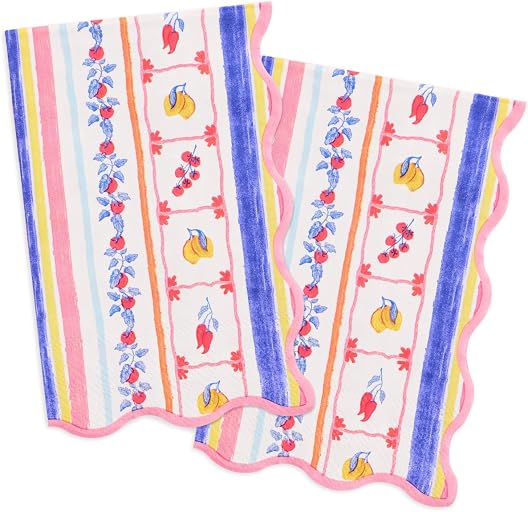 xo, Fetti Italian Capri Napkins - 25 Paper Napkins | Summer Party, Floral Bridal Shower, Bachelorette, Amalfi Italy, Lemon, That's Amore, Engagement, Stripes