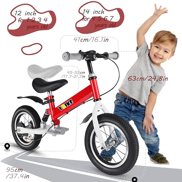 Foto 4 de 6 de YBIKE Bicicleta Sin Pedales para Niños,Bicicleta Niño Dos en Uno para con Pedales,Amortiguadores,12 14…