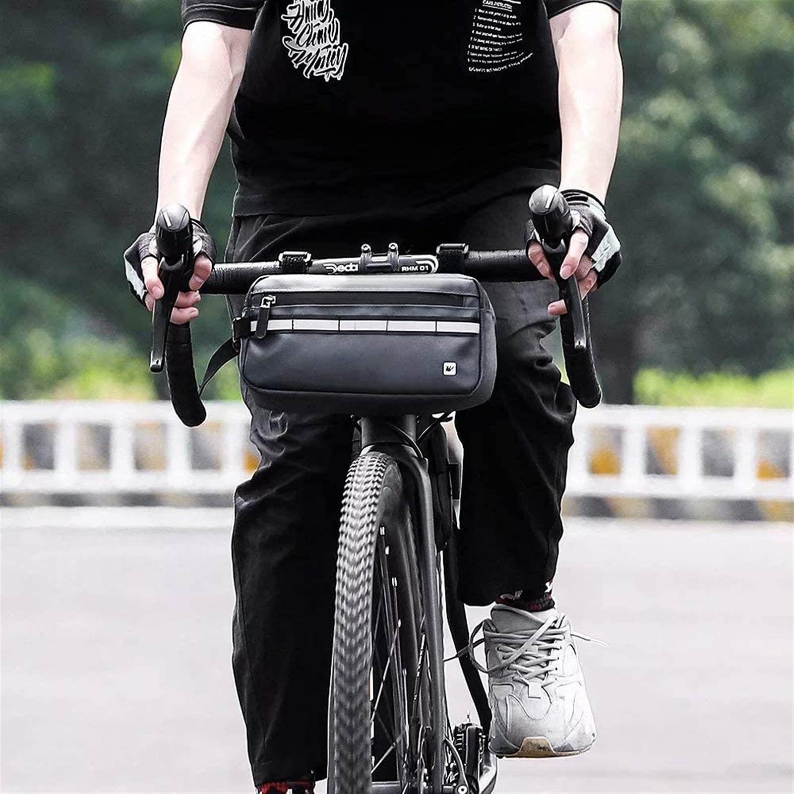 Borse per Biciclette. Borsa da Manubrio for Bicicletta, Borsa Multifunzionale Anteriore della, Ciclismo su Strada Il Tempo Libero, Marsupio, a Tracolla sul Petto(Grey)