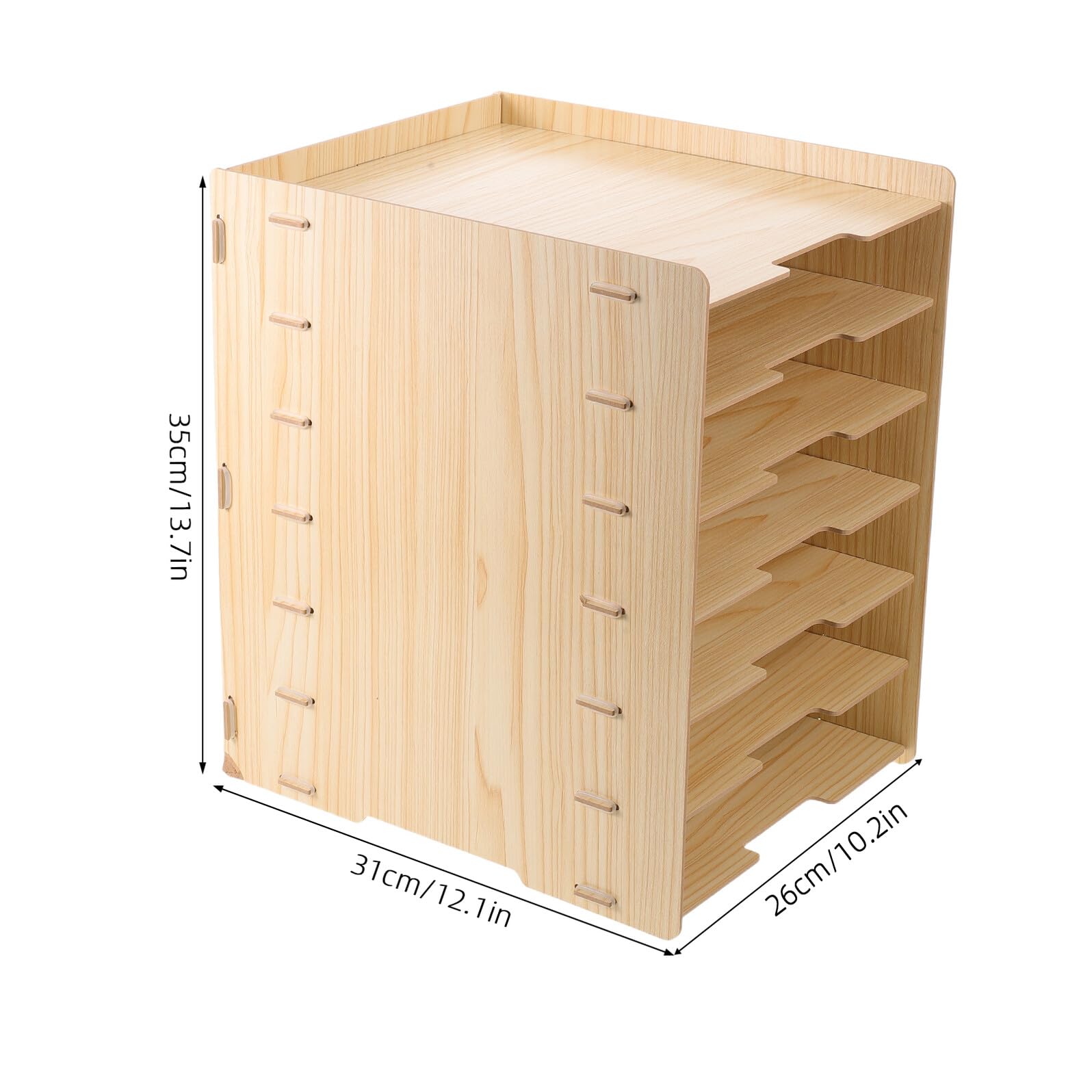 SHINEOFI Portadocumenti in Legno a 7 Livelli Impilabile con Design Naturale, Organizzatore da Scrivania per Ufficio e Home Office con Visibilità Ottimizzata dei Documenti