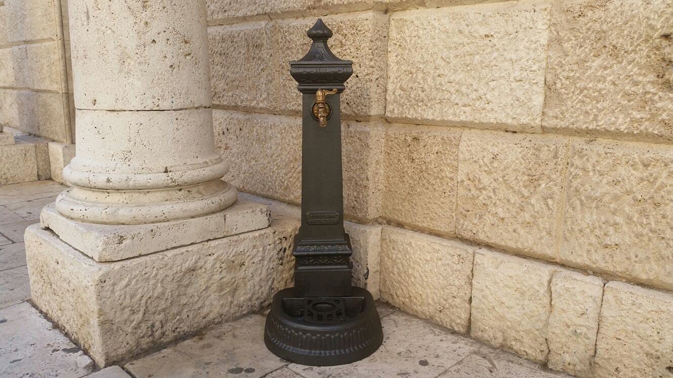 Fonderia Bongiovanni | Fontana Ghisa da Esterno | Fontana in Ghisa | Fontana a Colonna | per Casa Giardino | Parco Comune | Modello Milano | Altezza 100 cm | senza Rubinetto | Fontanella da Giardino