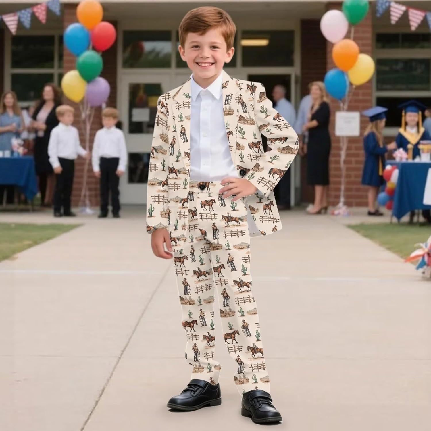 Kids Suit for Boys Blazer Black Dress Pants for Boys Party Outfits Slim Fit Graphic Blazer Jacket Funny Party Dinner