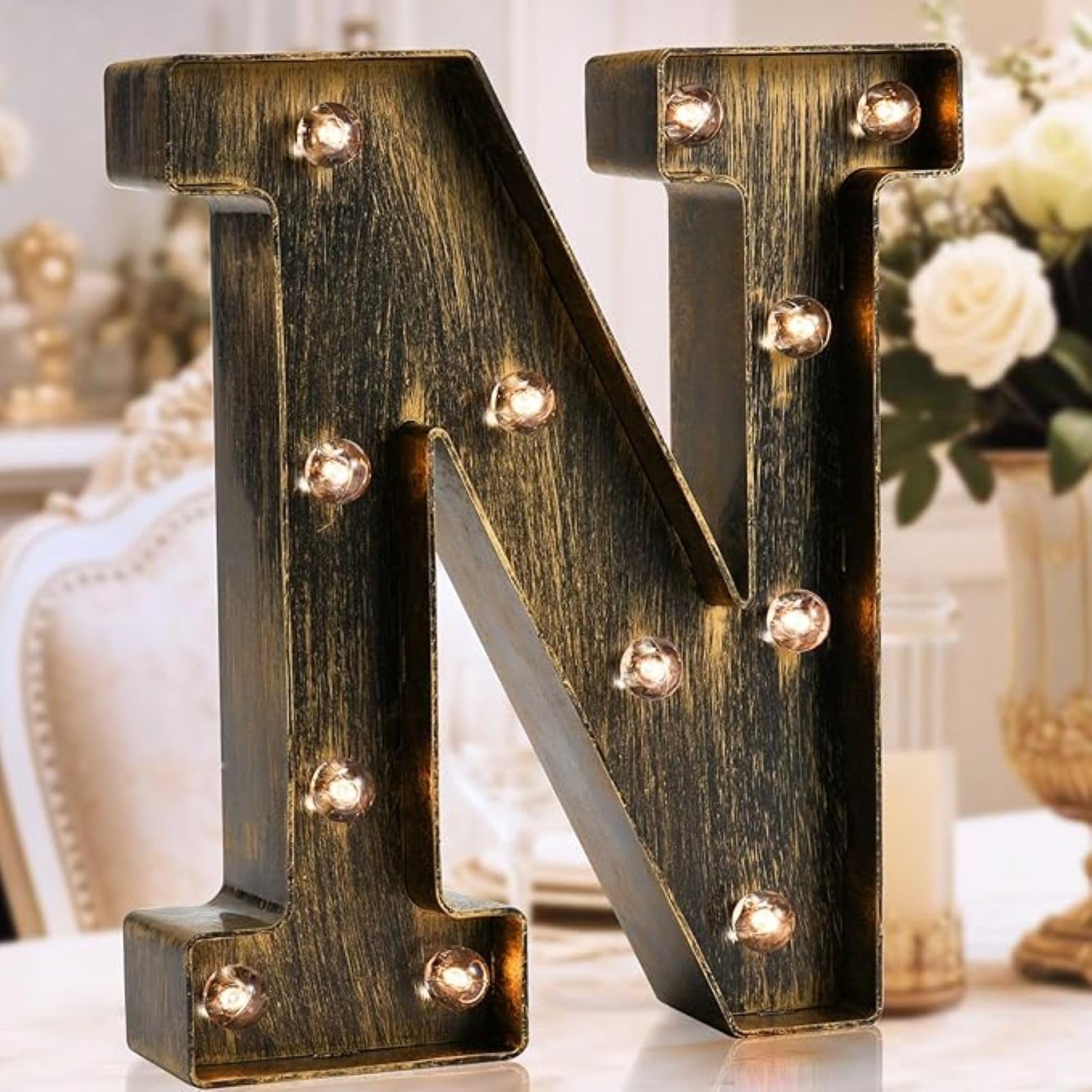 Jemnpela LED Marquee Letter Number Sign Lights Glitter Light Up Alphabet Figure Night Light for Birthday Party Wedding Home Bar Holiday Wall Decoration