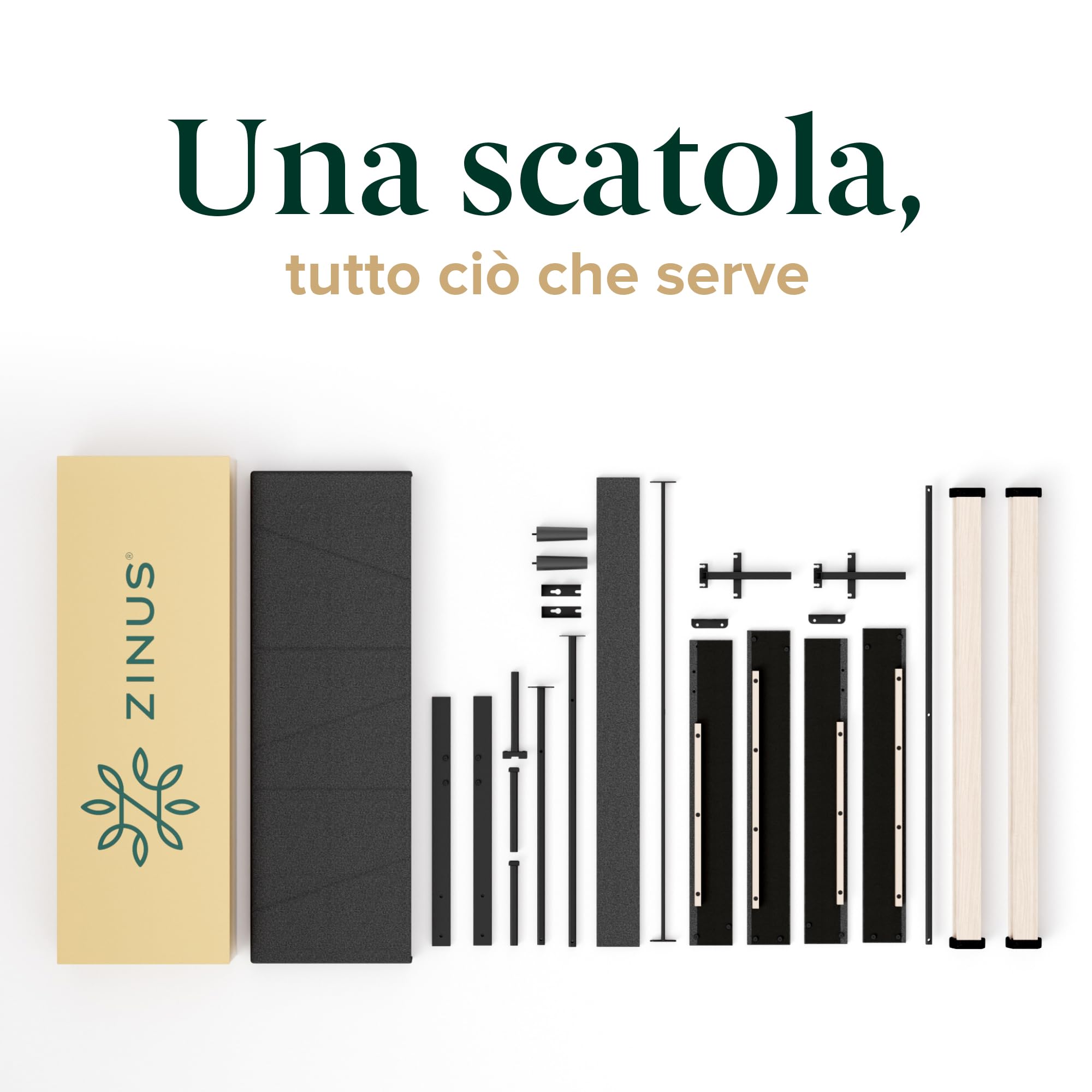 Zinus Maya Struttura Letto 160x190 cm con Testiera - Altezza 30 cm - Letto Matrimoniale Imbottito con Rete a Doghe in Legno - Facile da Montare - Grigio Scuro