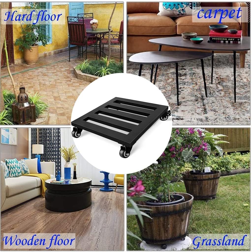 Plant Caddy with Wheels, Square Metal Plant Caddy with Wheels, Plant Dolly Outdoor Flower Pot Rack(12 Inch)